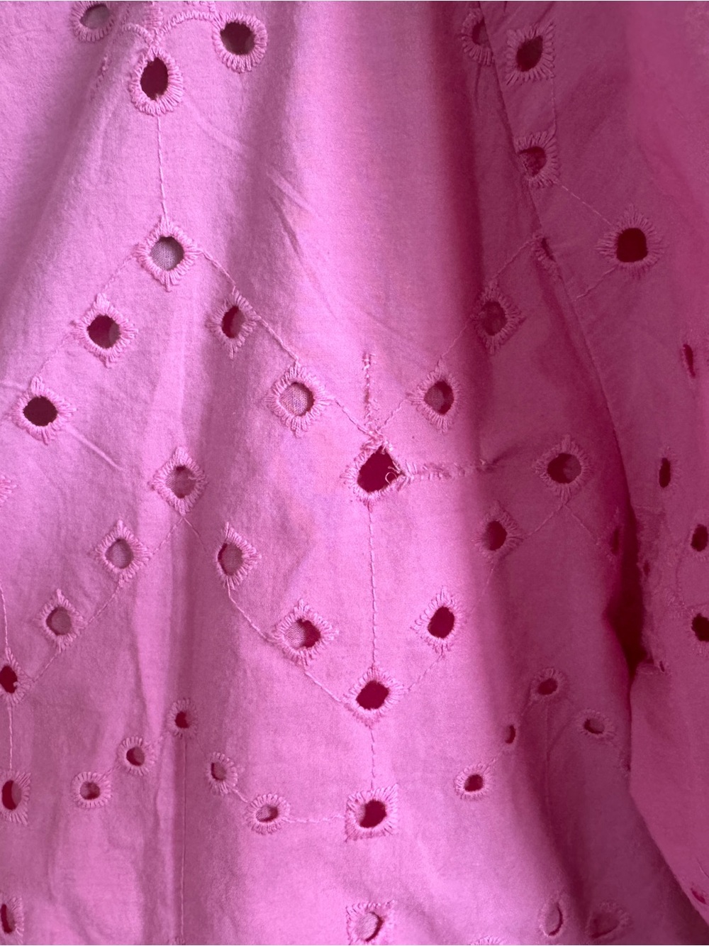 Zara Pink Puff-Sleeve Eyelet Mini Dress Barbie Pink Baby Doll Summer Dress Sz L - Picture 6 of 7